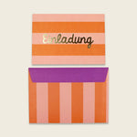 Einladungskarten-Set mit Goldfolie – Stripes orange/rosa