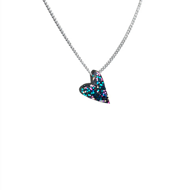 Halskette Herz Black Sparkle colurful