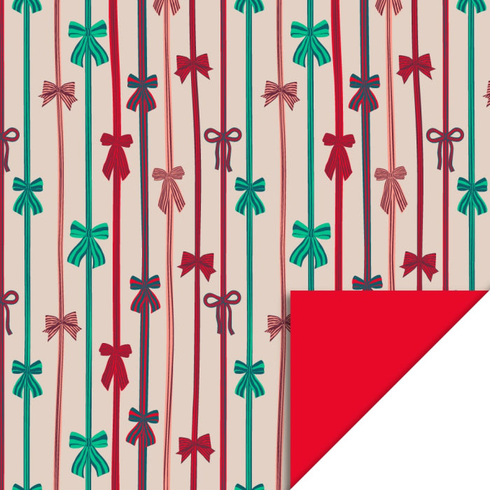 Geschenkpapier X-mas - Bow Parade Beige - Red